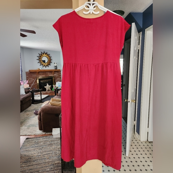 Vivian Han Size Small Red Linen Dress - Picture 3 of 3